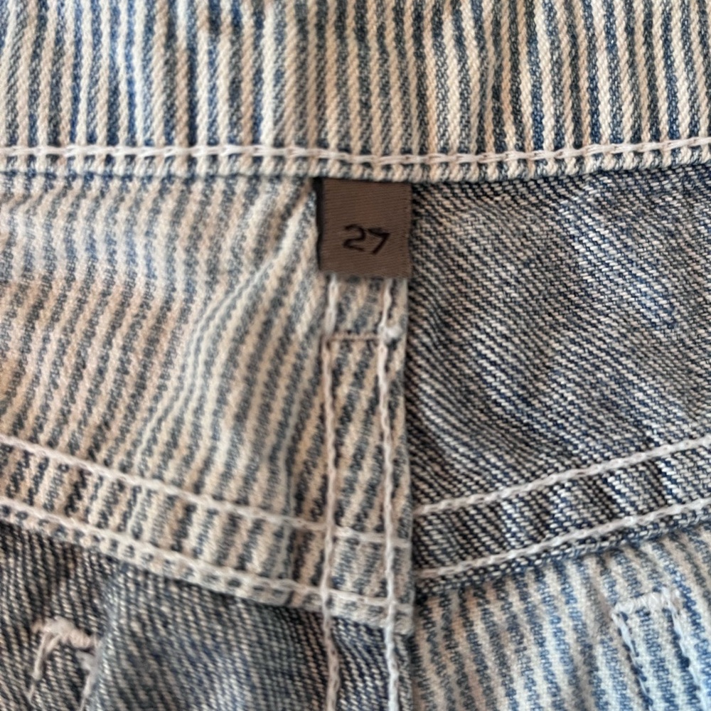 Carmar Denim Pinstriped Patchwork Cutoff Jean Sho… - image 5